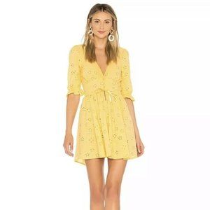 NEW For Love & Lemons REVOLVE Eyelet Dress Yellow
